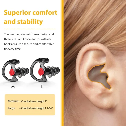 Miniatura 7 de Zeadio Auricular de triple brida, cómodo tapón de silicona para oído – grande, par de 4, negro