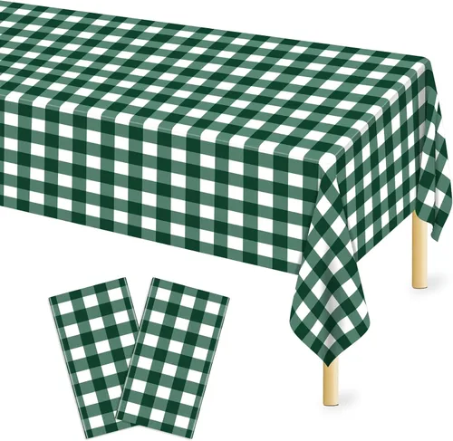 Miniatura 32 de Mulbozy 2 piezas de mantel de plástico negro para mesa rectangular, 54 × 108 pulgadas, fundas desechables de mesa para fiestas negras