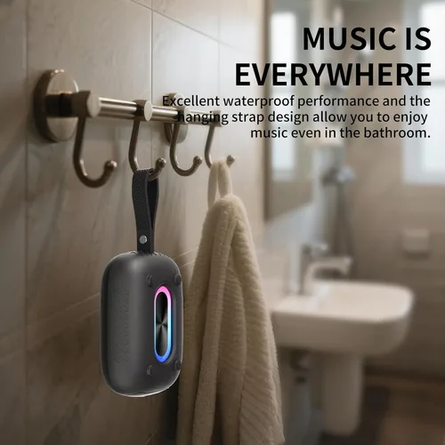 Miniatura 3 de Altavoz Bluetooth impermeable para ducha, duradero y portátil con sonido claro, ideal para ducha, piscina, playa y kayak, BT 5.3 - Negro