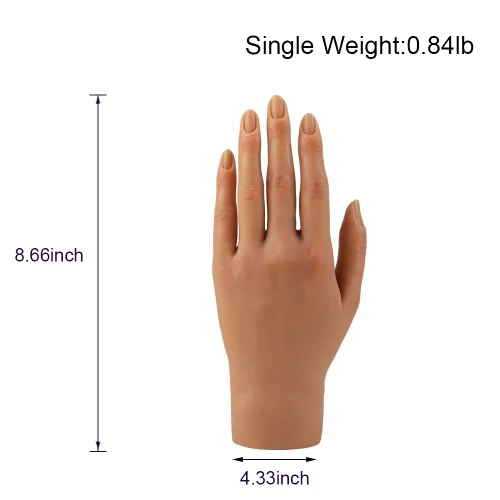 Miniatura 5 de Mano de práctica de silicona para uñas acrílicas, manos falsas para practicar uñas postizas, mano de maniquí para práctica de uñas y arte de uñas