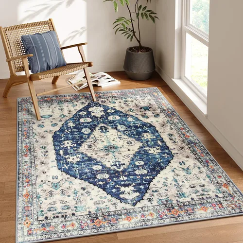 Miniatura 96 de Lahome Alfombra Bohemia Tribal Lavable de 3 x 5, Alfombras Antideslizantes para Entrada, Dormitorio, Sala de Estar, Vintage, Ultra Suave, No