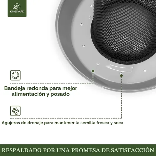 Miniatura 3 de Comederos para pinzones de Kingsyard para exteriores colgantes, comedero de pájaros de tubo de malla metálica para semillas de nyjer/cardo, 2.5 Gris