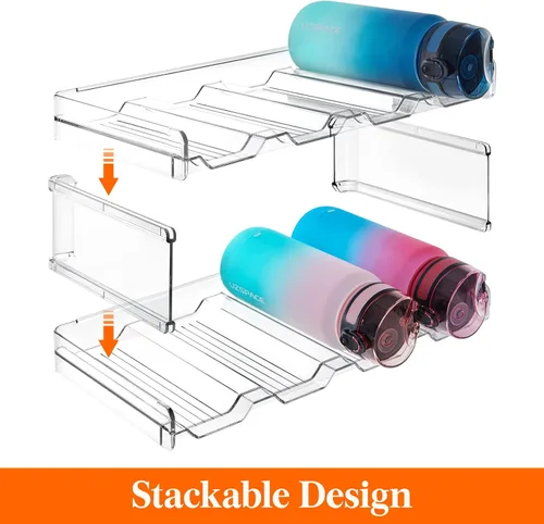 Miniatura 3 de Lifewit Organizador apilable de botellas de agua para gabinete, soporte de plástico para botellas y vasos de hasta 3.8 pulgadas de diámetro