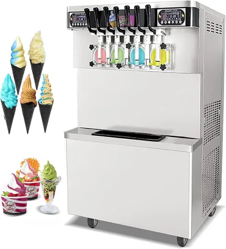 Miniatura 11 de Kolice ETL Commercial 3 sabores, máquina de helado suave de yogurt de gelato-2+1 sabores mixtos, tanques superiores refrigerados, encimera, conteo