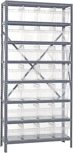 Miniatura 560 de Quantum QSBU-245BK Heavy Duty Shelving Unit with (7) Shelves and (24) QUS245 Black Bins for Garage Warehouse Storage Distribution 400 lb Load