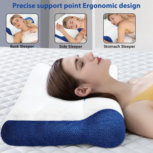 Miniatura 6 de Almohada ergonómica, almohada cervical para aliviar la tensión del cuello, almohada cervical para dormir, almohada cervical de apoyo cervical