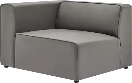 Miniatura 3 de Modway Mingle Sofá seccional de cuero vegano Silla con brazo izquierdo en gris