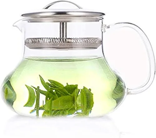 Yama Sitka - Tetera de vidrio Sitka de 12 onzas con filtro de malla integrado, apta para lavavajillas, ideal para té de hojas sueltas, apta para