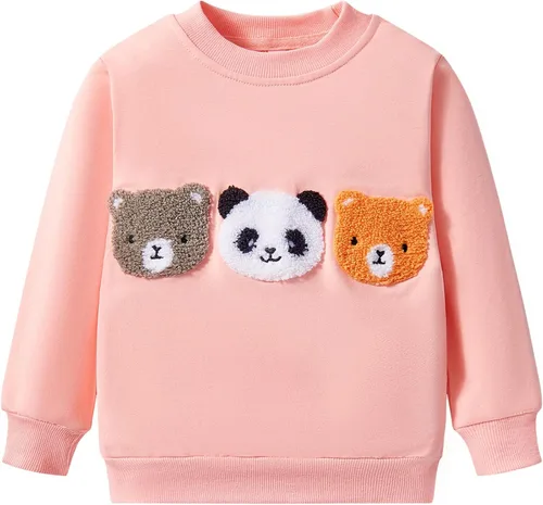Miniatura 78 de Sudaderas para niñas pequeñas, cuello redondo, sin botones, de manga larga, para invierno, casual, ropa 2T-7T, Dinosaurio
