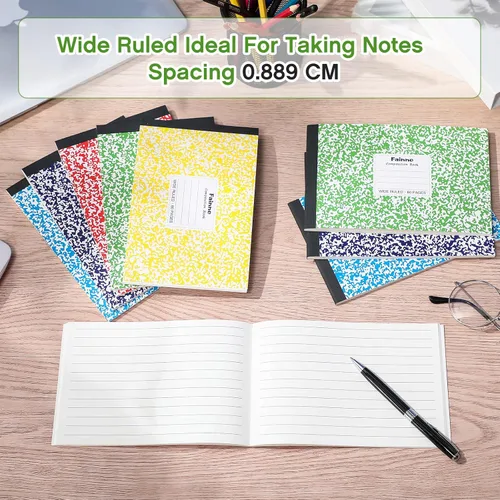 Miniatura 5 de Fainne Paquete de 30 cuadernos de composición de tamaño medio de 4-7/8 x 7-1/2 pulgadas de ancho, con rayas de media página, cuaderno de composición