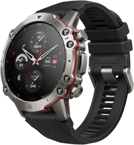 Amazfit Falcon Reloj Inteligente Premium 49mm, Reloj de Fitness, GPS de Banda Dual, Entrenador de Fitness AI, Titanio, Batería de 14 Días, Negro