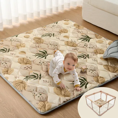 Miniatura 19 de Blissful Diary Alfombras de Juego para Bebés para Piso, Alfombra de 50x50 Pulgadas para Gatear para Corral, Alfombras de Juego de Espuma