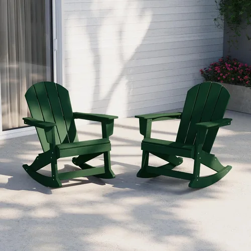 Miniatura 26 de WestinTrends Silla mecedora Malibu de poliéster para exterior/patio Adirondack, Negra