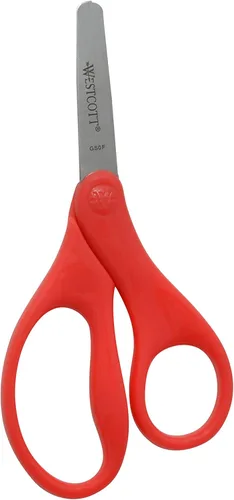 Miniatura 5 de Westcott Tijeras para niños de 5 pulgadas, romas, paquete de 12 (4 amarillas, 4 rojas, 4 azules)