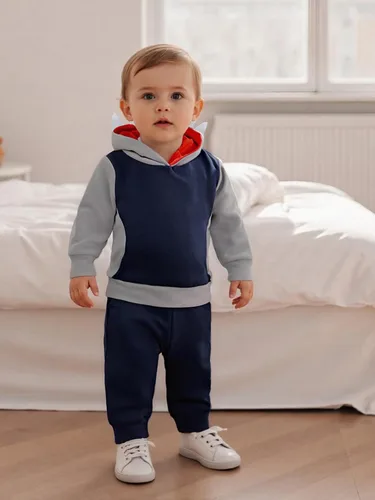 Miniatura 264 de Conjunto de ropa de otoño e invierno para bebé y niño, sudadera larga con capucha y pantalones para niños pequeños, 6, 12, 18, 24 meses, 2T
