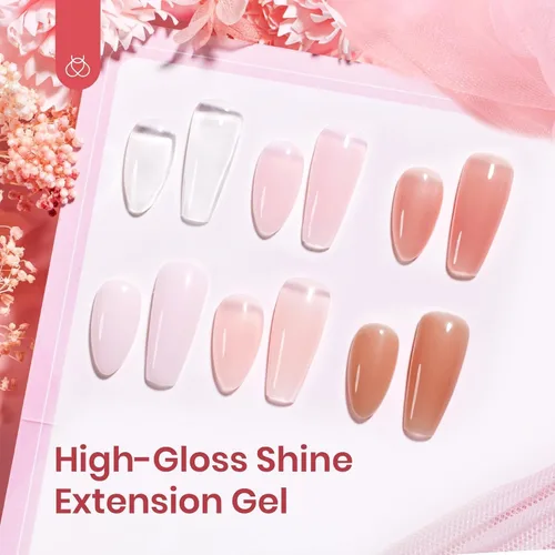 Miniatura 2 de Beetles - Kit de extensión de gel de uñas de polietileno, 6 colores de gelatina nude con solución deslizante, mejora de uñas para principiantes