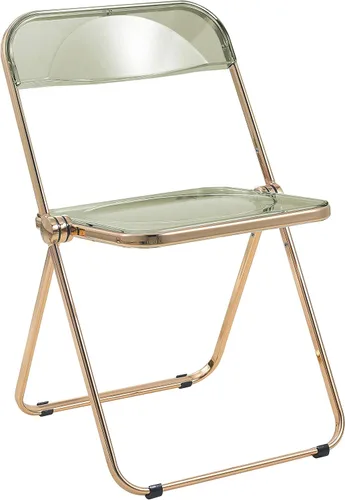 Miniatura 21 de LeisureMod Juego de 2 sillas plegables modernas de acrílico transparente Silla de escritorio con marco de metal dorado Cómoda silla decorativa
