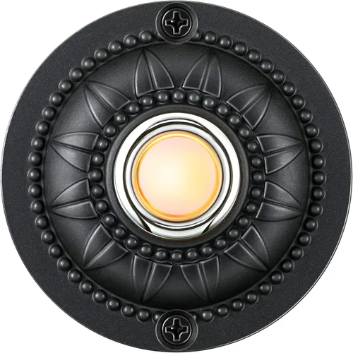Dreyoo Botón redondo de metal para timbre de puerta, botón de repuesto de botón de timbre LED iluminado con cable negro, timbre de puerta de hierro