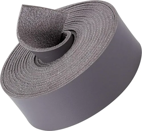 Miniatura 9 de GORGECRAFT Tira de correa de cuero de 1 pulgada de ancho 6.6 ft de largo de grano de cuero negro, cordón plano de una sola cara para manualidades