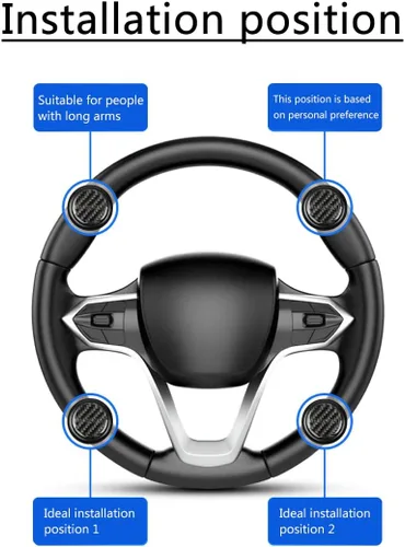 Miniatura 6 de muekzru Pomo giratorio para volante compatible con cualquier volante, fibra de carbono y pomo de rodamiento de bolas de metal para automóvil
