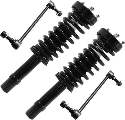 Miniatura 73 de Detroit Axle - Kit de 4 barras estabilizadoras delanteras para Ford F-150 2021 2022 2023 2024, 2 puntales con resorte helicoidal, 2 eslabones