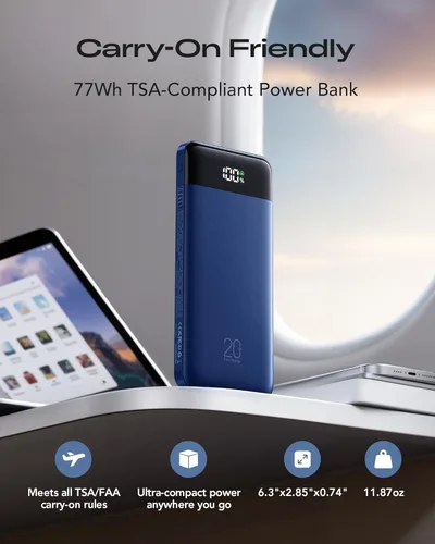 Miniatura 6 de Orfeika Banco de Energía de 20000mAh con Carga Rápida, Cargador Portátil con 4 Cables Integrados y 6 Salidas, Paquete de Batería PD USB C de 20W