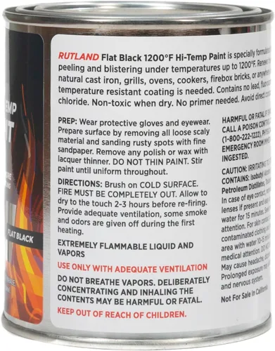 Miniatura 2 de Rutland Products, Black Rutland - Pintura para estufa plana con brocha, 1200 grados F, 16 onzas líquidas, onzas líquidas (paquete de 1)