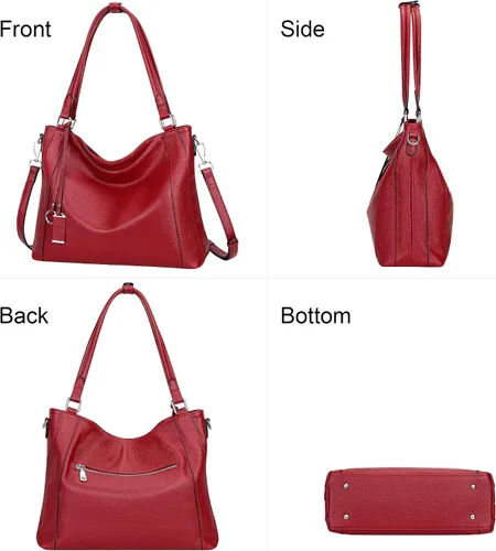 Miniatura 11 de Over Earth Genuine Leather Purses for Women Large Hobo Bags Lady Shoulder Handbags with Detachable Strap