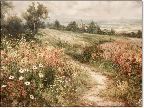 Miniatura 10 de Arte de pared de paisaje con flores silvestres y naturaleza, póster floral botánico retro, pinturas de plantas de cabaña, impresiones en lienzo