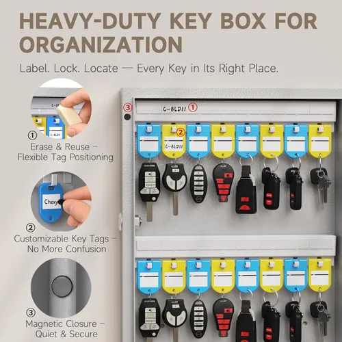 Miniatura 3 de WeHere Caja de bloqueo de llave inteligente de 120 teclas para montaje en pared, gabinete de llaves comercial con aplicación, teclado, Bluetooth