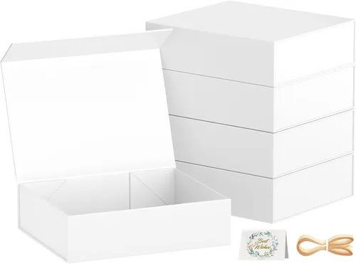 Miniatura 12 de PSHVYM Cajas de regalo con tapas, 11.5 x 7.8 x 3 pulgadas, caja de regalo negra para regalos, cierre magnético para camisetas, guantes, bufandas