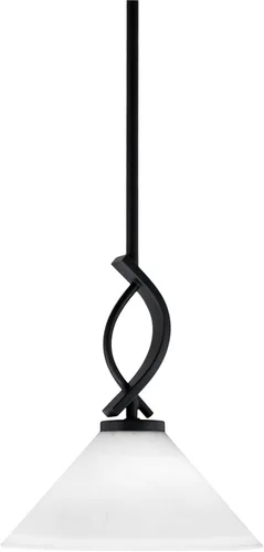 Miniatura 123 de Toltec Lighting Cavella Stem Colgado Mini colgante, acabado grafito, vidrio de muselina blanca de 4 pulgadas