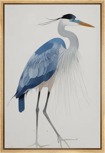 Miniatura 52 de wall26 Lienzo enmarcado para pared, acuarela, azul pastel, garza, galápagos, aves, animales, ilustraciones de naturaleza salvaje, arte moderno