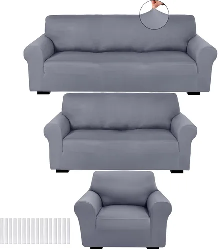 Miniatura 28 de Peryiter Juego de 3 Fundas para Sofá, Cubiertas de Muebles para Sofá, Loveseat, Sillón, Ajuste de Forma Elástico, Sin Arrugas, Protector de Muebles