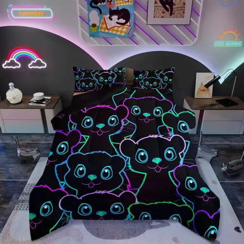 Miniatura 19 de Erosebridal Juego de ropa de cama de calavera de vaca bohemia tamaño individual para vaquero occidental, diseño de cactus y esqueletos negros, juego