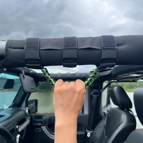 Miniatura 7 de Asas de agarre de barra antivuelco para Jeep, asas de agarre de cuerda de paracaídas compatibles con Jeep Wrangler YJ TJ JK JKU JL JLU, verde mixto