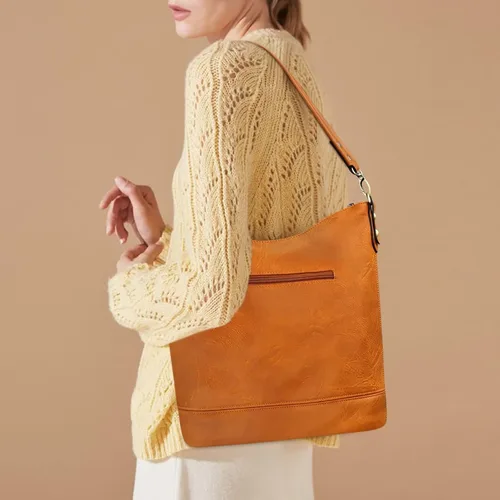 Miniatura 9 de FUKUYIN Bolso de mano para mujer, bolso de hombro para mujer, bolso de mano de cuero suave de poliuretano para mujer, bolso cruzado grande para mujer
