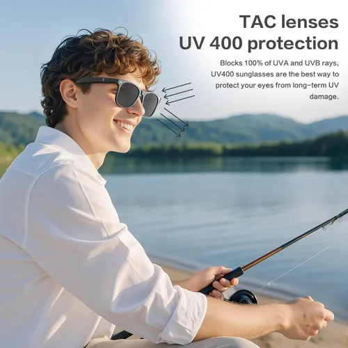 Miniatura 8 de EarlySincere Gafas de sol Bluetooth para hombre y mujer, traducción AI, duración de la batería de 50 horas, protección UV, control de voz, gafas