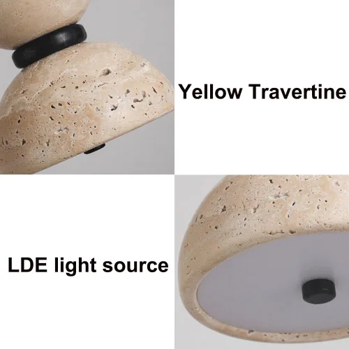 Miniatura 6 de Lámpara colgante de mármol con forma de reloj de arena nórdico, luz cálida de 3000 K, lámpara colgante colgante de travertino Wabi-Sabi, lámpara