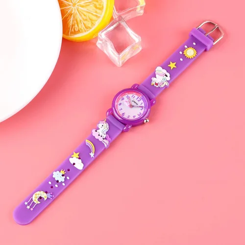 Miniatura 5 de Reloj de pulsera para niños de 3 a 10 años diseño de unicornio de dibujos animados impermeable de silicona para niños pequeños el mejor regalo