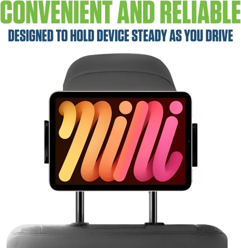 Miniatura 7 de Cellet Soporte universal para reposacabezas de coche para tabletas y teléfonos, soporte giratorio de 360° para tableta con brazo extensible, Negro