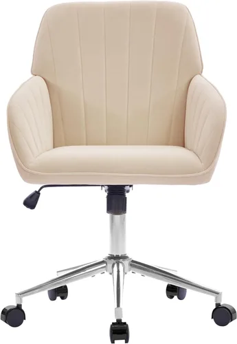 Miniatura 12 de YITAI Silla de escritorio giratoria de terciopelo de 360°, moderno sillón de oficina en casa con base dorada y ruedas para tocador, cómoda silla