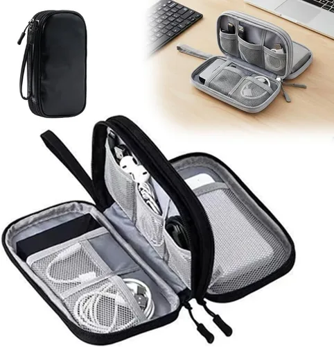 Bolsa organizadora de cables de viaje, caja organizadora de cables actualizada 2026, caja organizadora de cables electrónicos de doble capa, bolsa