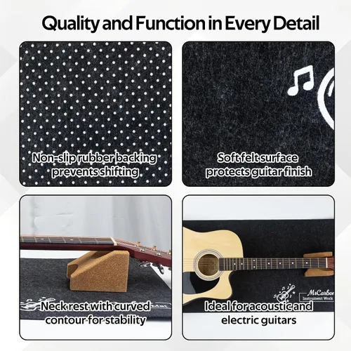 Miniatura 5 de Kit de alfombrilla de reparación de guitarra con reposabrazos, alfombrilla de trabajo de fieltro, enrollador de cuerdas, herramientas de pulido