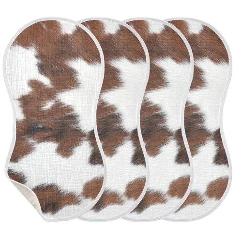 Miniatura 2 de Juego de 1 paños de muselina para bebé, suaves y absorbentes, con estampado de vaca, baberos, toalla facial para niños recién nacidos, 22 x 11 Vaca