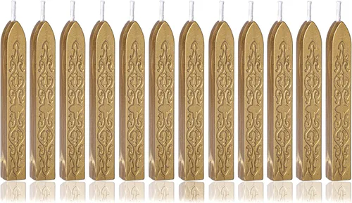 Miniatura 2 de Yoption 12 varillas de cera de sellado con mechas, tótem de oro antiguo manuscrito de fuego para sello de cera (oro antiguo)
