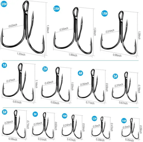 Miniatura 2 de DONQL Anzuelos de pesca Gancho de agudos de acero de alto carbono Ganchos agudos Super Sharp Solid Triple Barbed Fish Hook