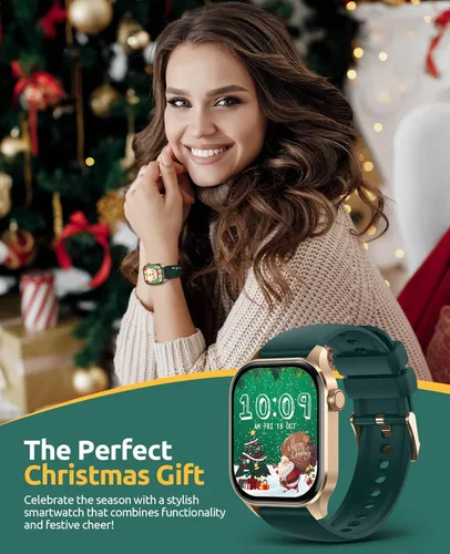 Miniatura 2 de Relojes inteligentes de Navidad para hombres y mujeres, con pantalla HD de 2.04 pulgadas, monitor de oxígeno en sangre y frecuencia cardíaca, Negro