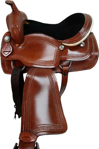 Miniatura 5 de Western Saddle Barril Racing Caballo Placer Floral Tooled Cuero Trail Tack Cowboy Rodeo Set 15 16 17 18