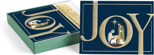 Miniatura 13 de Tarjetas navideñas religiosas de la Virgen y el Niño de Masterpiece / Juego de 16 tarjetas festivas cristianas en caja con acentos de lámina dorada